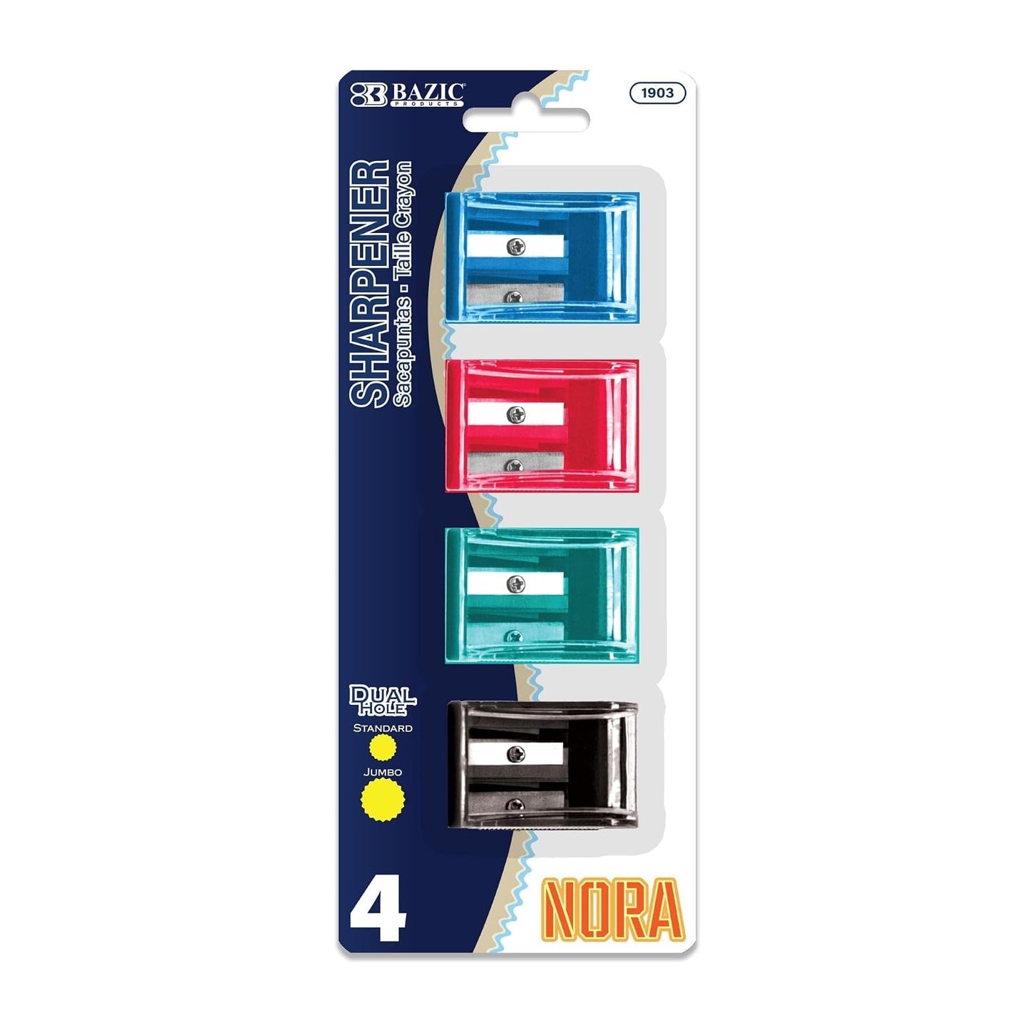 BAZIC Dual Blades Square Sharpener w/ Receptacle (4/Pack)