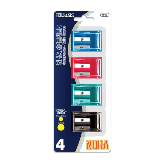 BAZIC Dual Blades Square Sharpener w/ Receptacle (4/Pack)