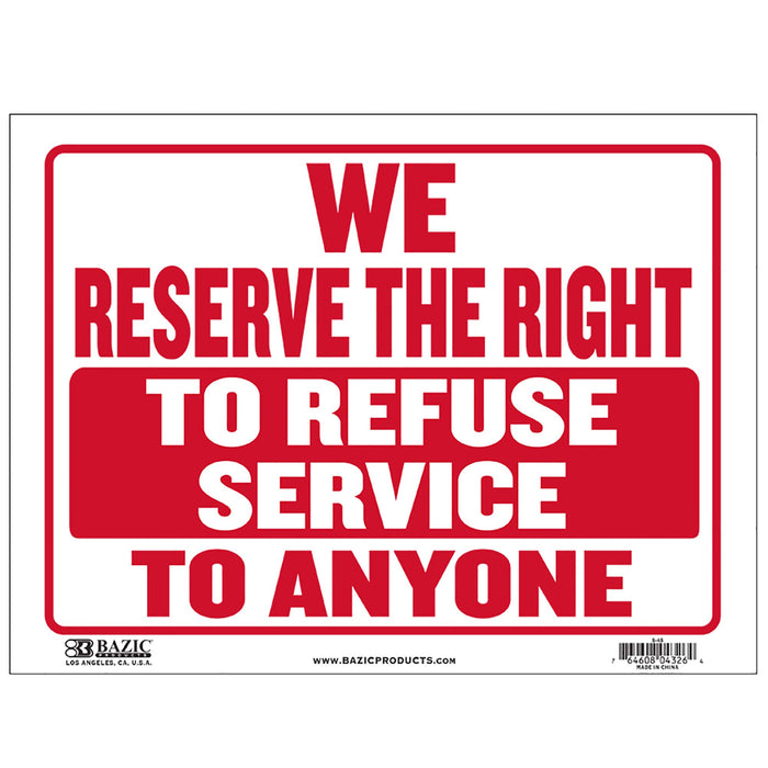 BAZIC PRODUCTS Signage, 11 Inches & Above, Red
