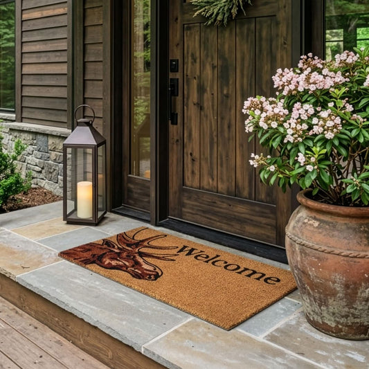HF by LT Moose Welcome 100% Coir Doormat, 18 x 30 inches, Naturally Durable, PVC-Backing, Sustainable