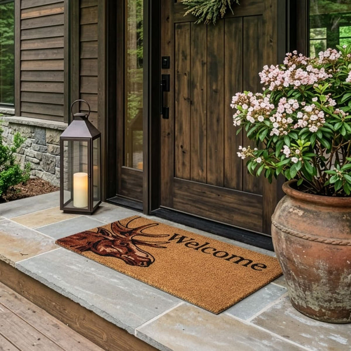 HF by LT Moose Welcome 100% Coir Doormat, 18 x 30 inches, Naturally Durable, PVC-Backing, Sustainable