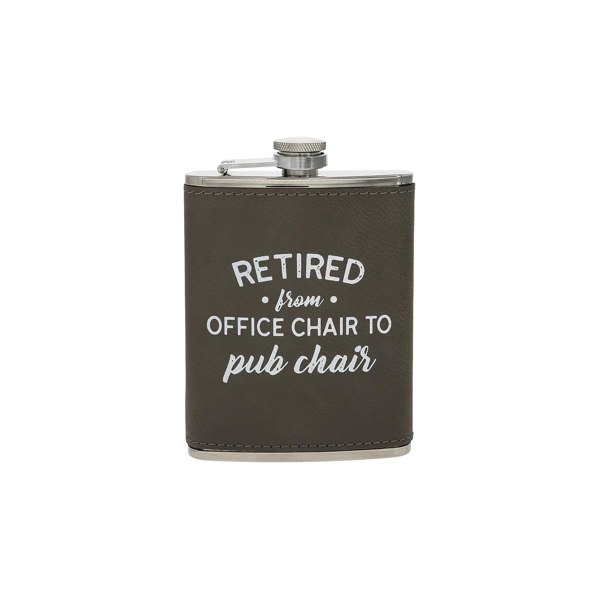 Pavilion Gift Company Hip Flask, 8 oz, Gray, White