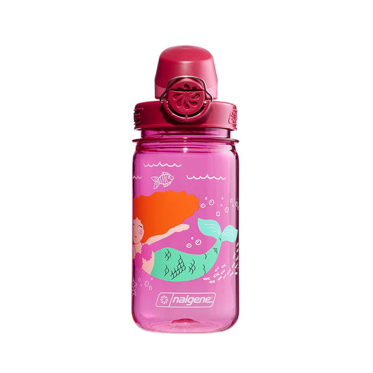 Nalgene Sustain Tritan BPA-Free Kids On The Fly Water Bottle Made with Material Derived from 50% Plastic Waste, Leak Proof, Durable, BPA Free, Carabiner Friendly, Reusable, 12 oz, Pink Mermaid