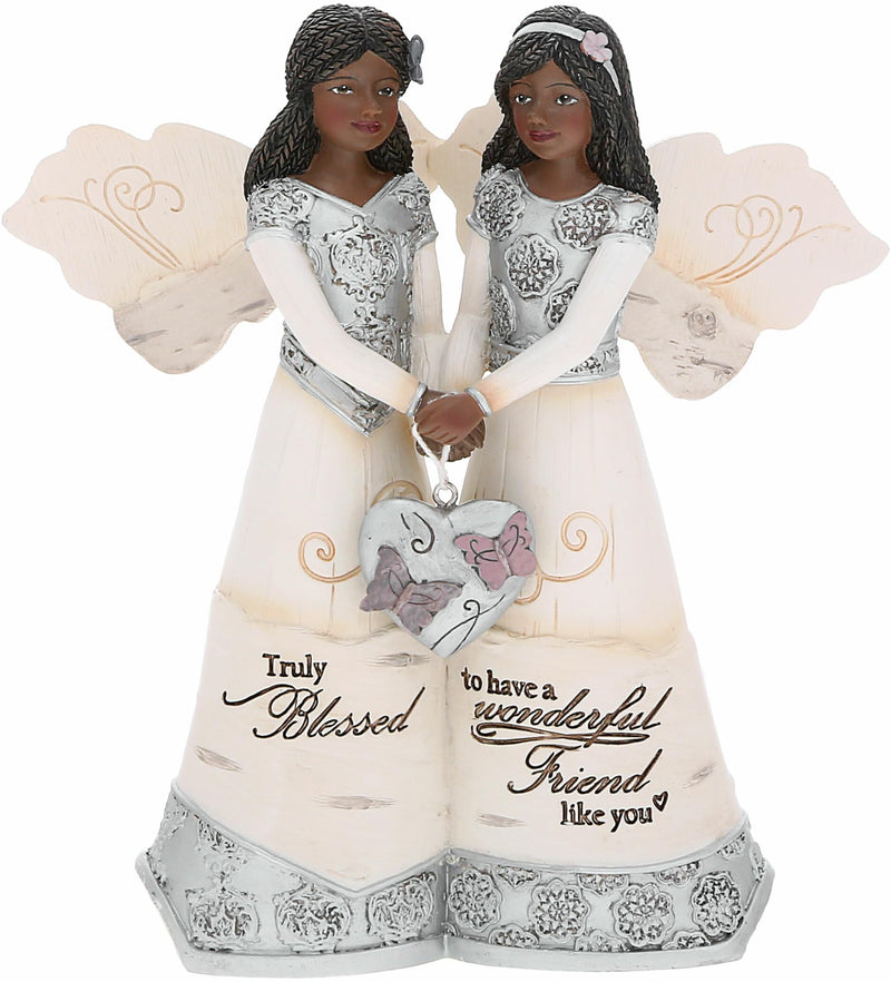 Pavilion - Wonderful Friend - 5.5&quot; Double Ebony Angel Figurine Religious Best Friend Bestie BFF God Jesus Lover Christian Christ Gift Present