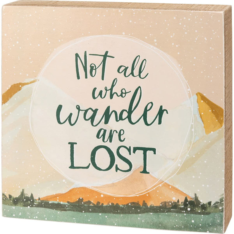 Primitives By Kathy 113713 Not All Who Wander Are Lost Box Sign, 8-inch Square, Wood