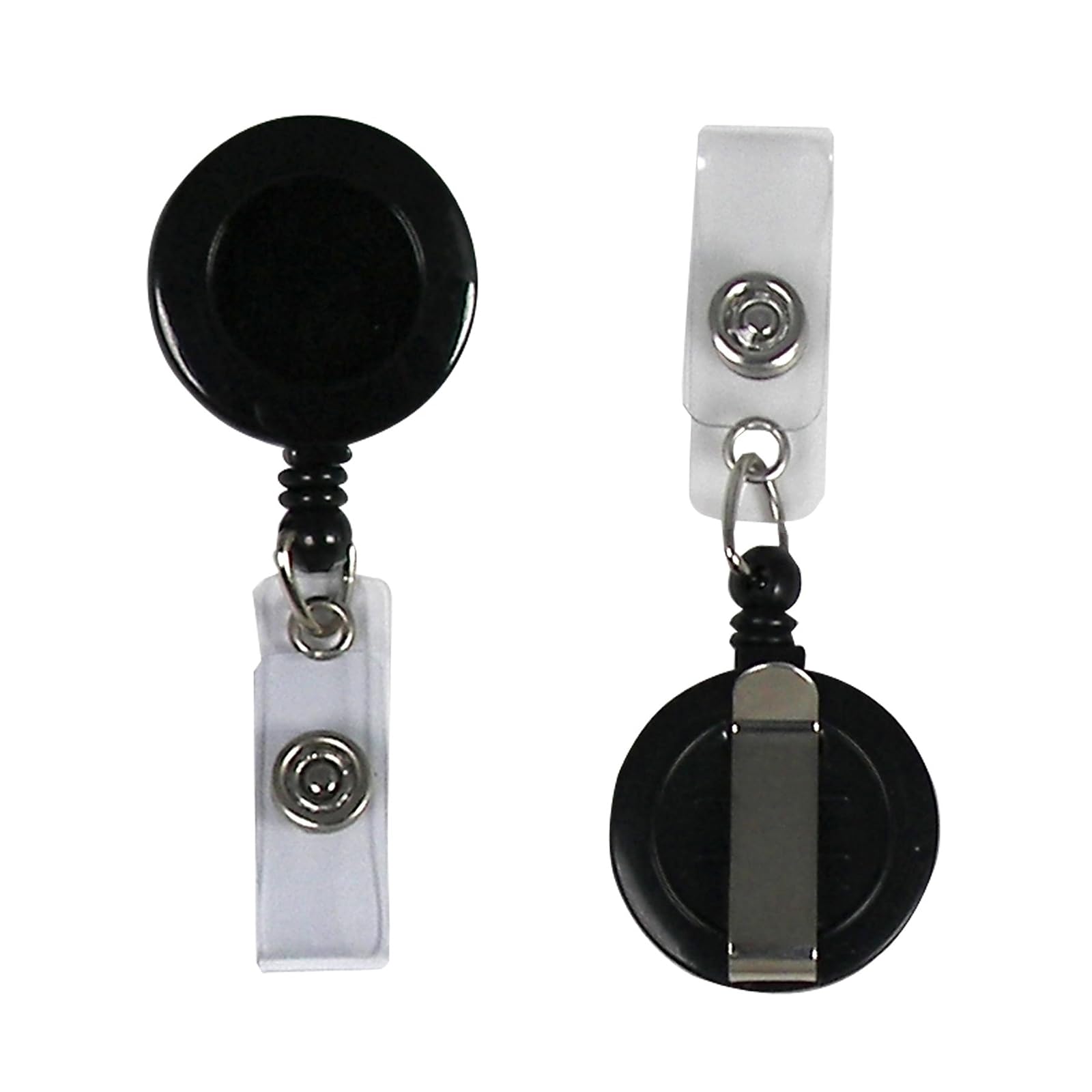 C-Line Retracting ID Card/Badge Reels, Belt Clip with Snap-On ID Strap, 30-Inch Cord, Black, 25-Pack (89221)