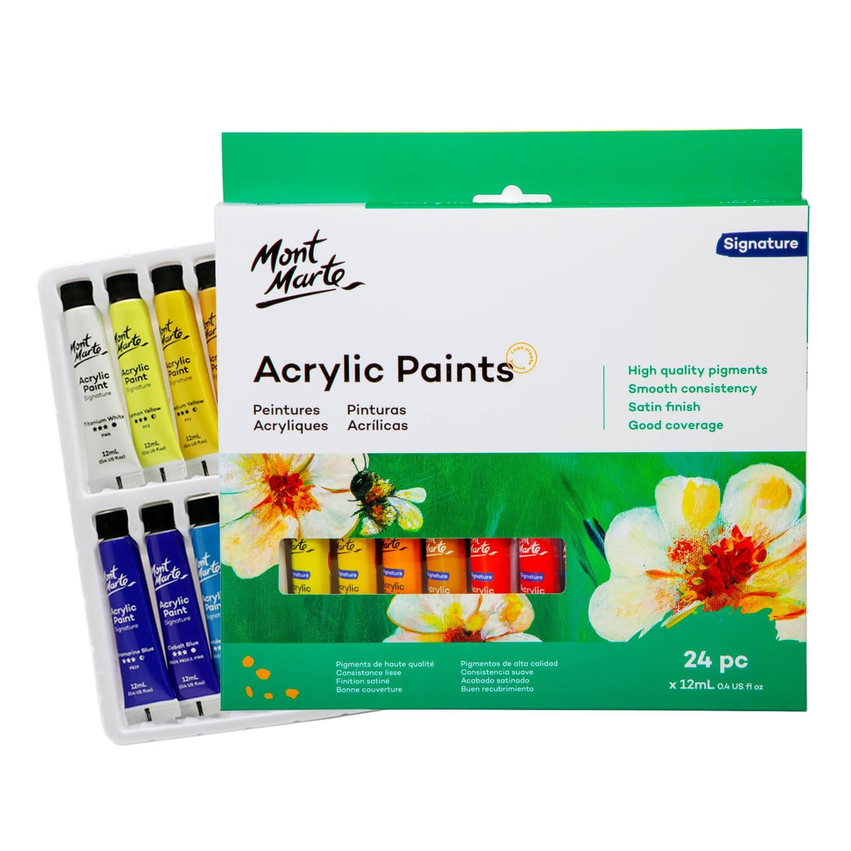 Mont Marte Paint, 12ML, 24 Mixed Colors
