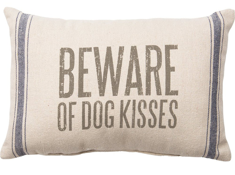 Primitives by Kathy Vintage Flour Sack Style Throw Pillow, 15 x 10-Inches, Dog Kisses