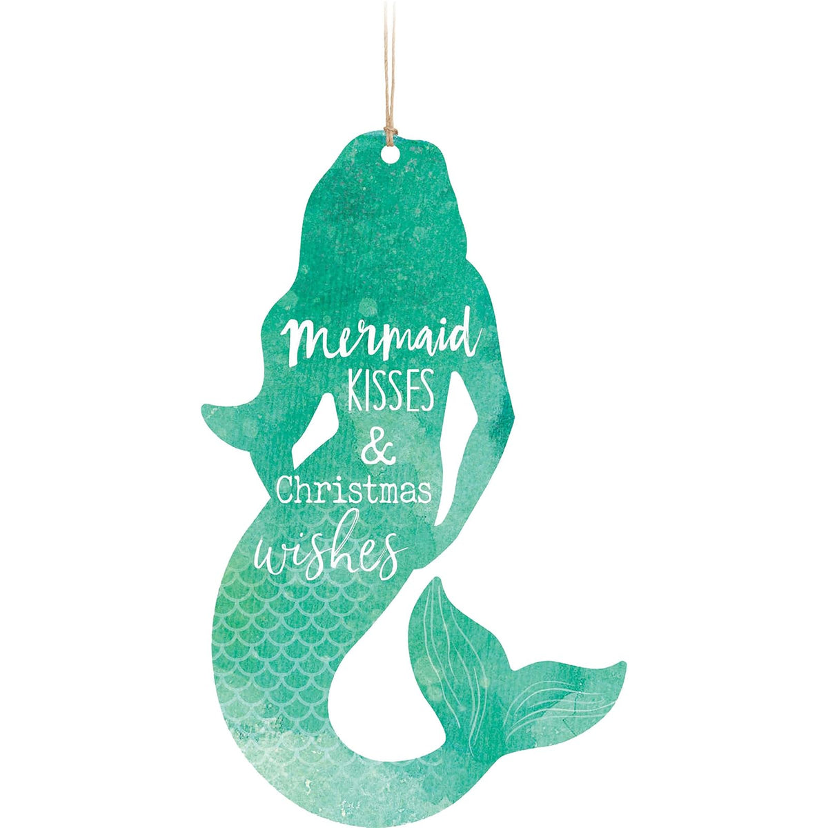 P. Graham Dunn Hanging Ornament, 4.5 x 2.7, Mermaid Kisses and Christmas Wishes