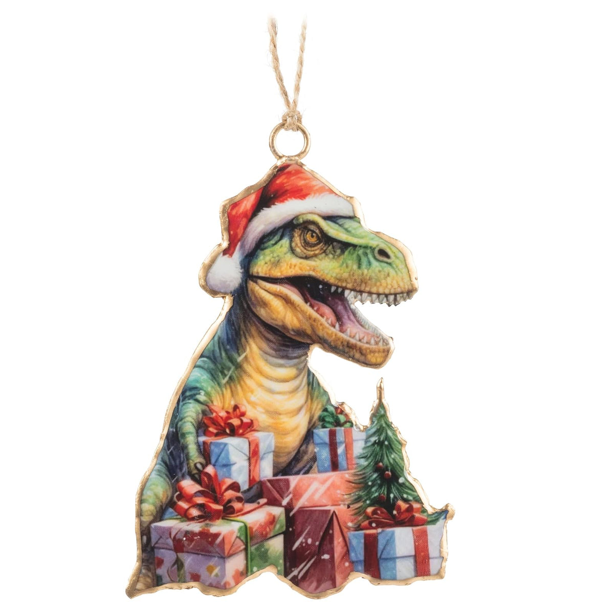 Abbott Collection Hanging Ornament, 4"H, Xmas Dinosaur