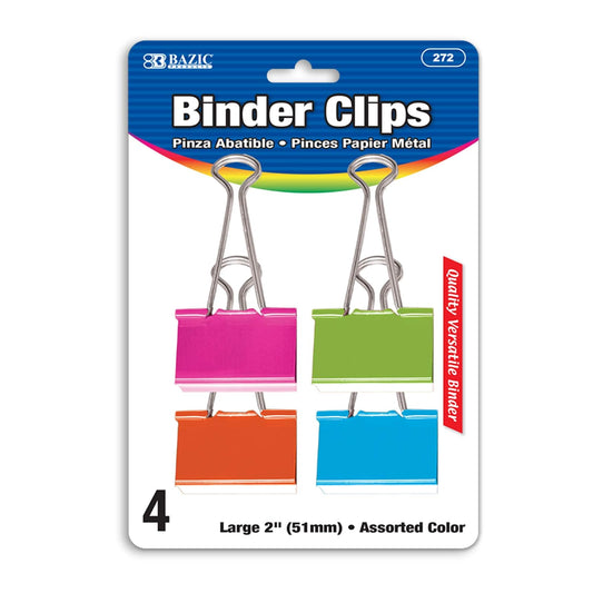 BAZIC Assorted Color Binder Clip 2 Inch (51mm) (272)