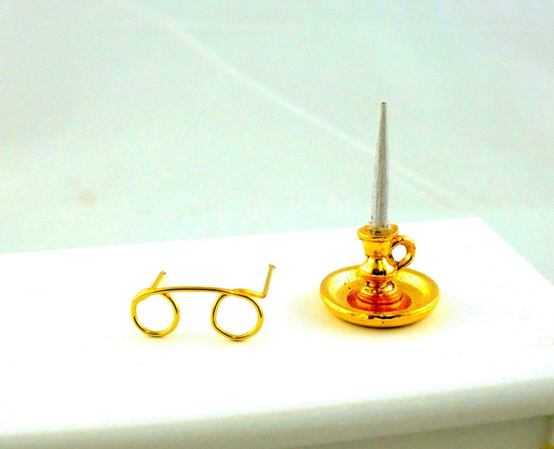 Dolls House Accessory Candle Holder & Spectacles 730