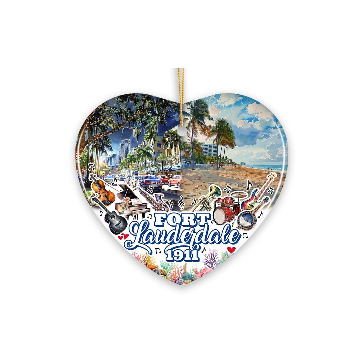 OrnamentallyYou Hanging Ornament, Vibrantly Tropical Fort Lauderdale Ornament, C