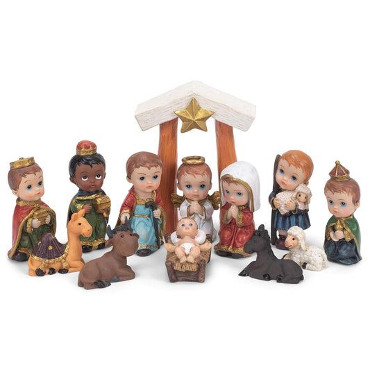 Kurt Adler Adler 1.6-4.5" Children's, 13-Piece Nativity Set, Multi