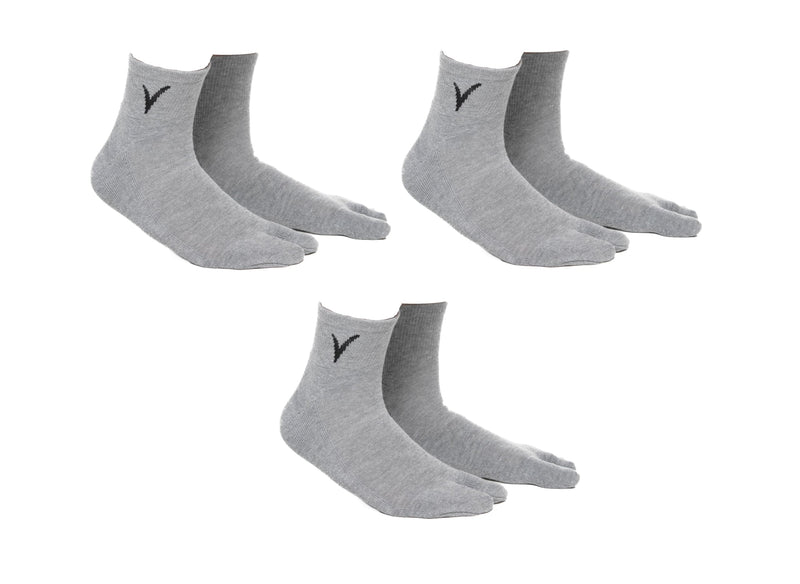 3 Pairs Thicker V-Toe Flip-Flop Tabi Big Toe Socks Casual or Athletic Grey Mini-Crew Men 8-10.5 Women 9.5-11.5