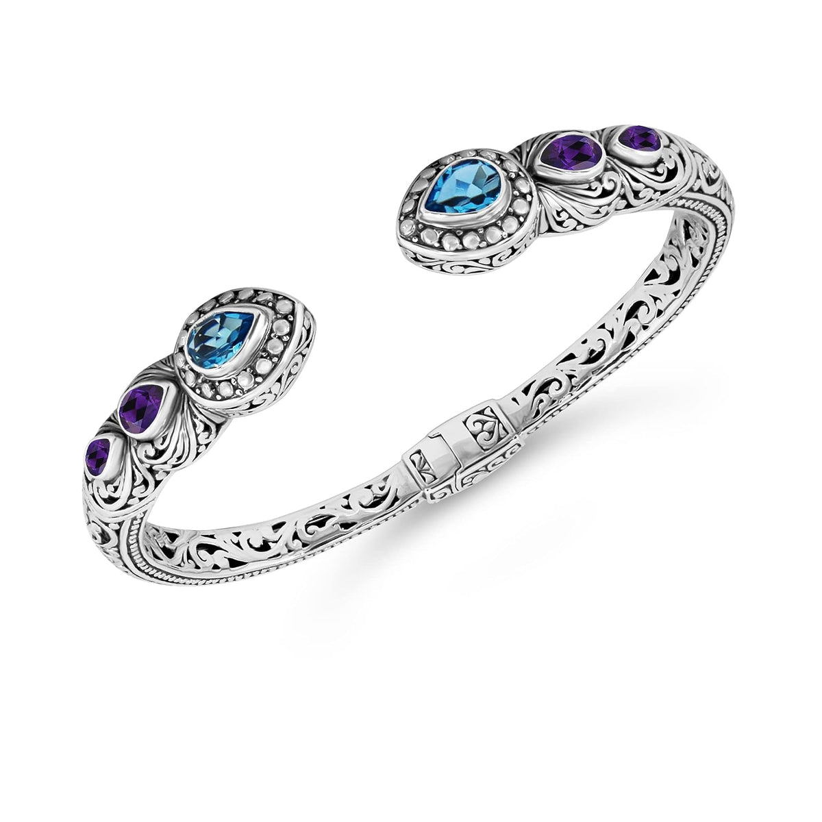 DEVATA Bracelet, Medium, Silver 925/Swiss Blue Topaz & Amethyst DHK3226