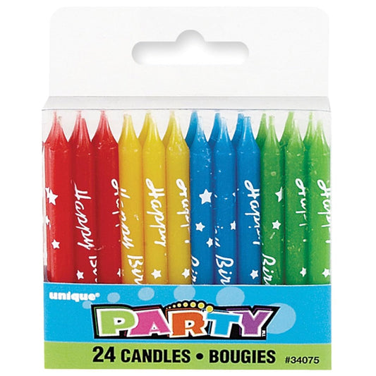 Unique Industries Script Happy Birthday Candles, Assorted 24ct
