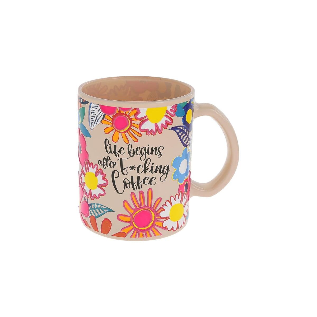 Pavilion Gift Company Drinking Cup, 18 Ounces, Tan, Yellow, White, Pink, Blue, G