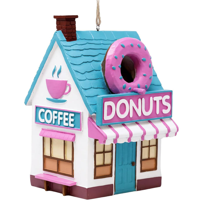 Spoontiques Doughnut Shop Birdhouse - Garden Décor - Hanging Novelty Decorative Bird House for Yard, Garden Decoration, Outdoor Patio
