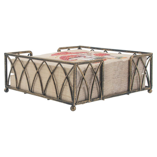 Boston International Lunch Napkin Caddy, Arch Design in Antique Brass