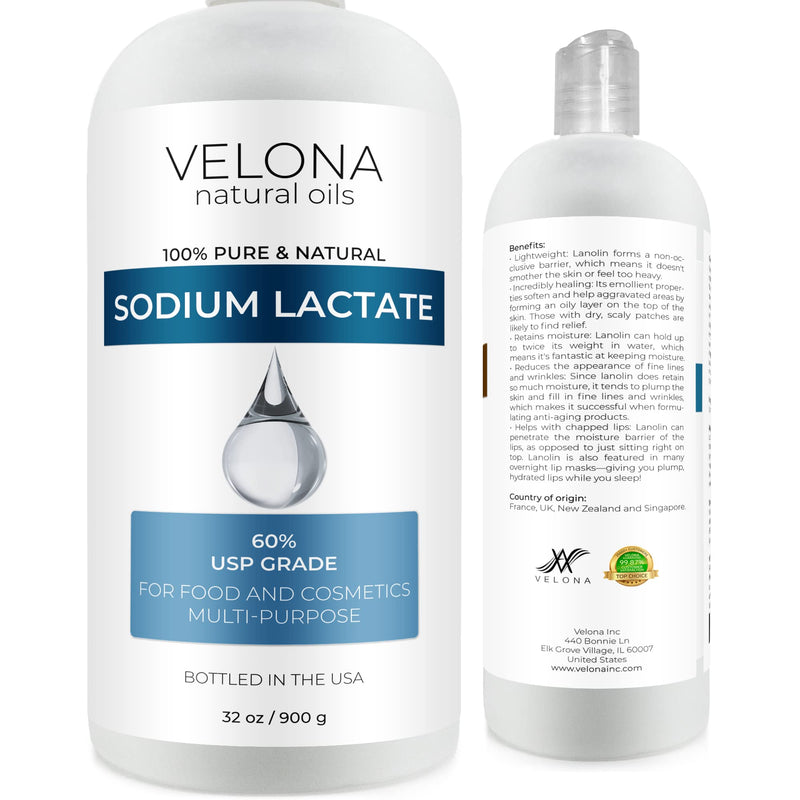 Sodium Lactate 60% - 32 oz | USP Grade Natural Preservative | for Soap Making & Lotions | Harder Bar of Soap, pH Regulator, Glycerin Substitute, Provides and Keep Moisture