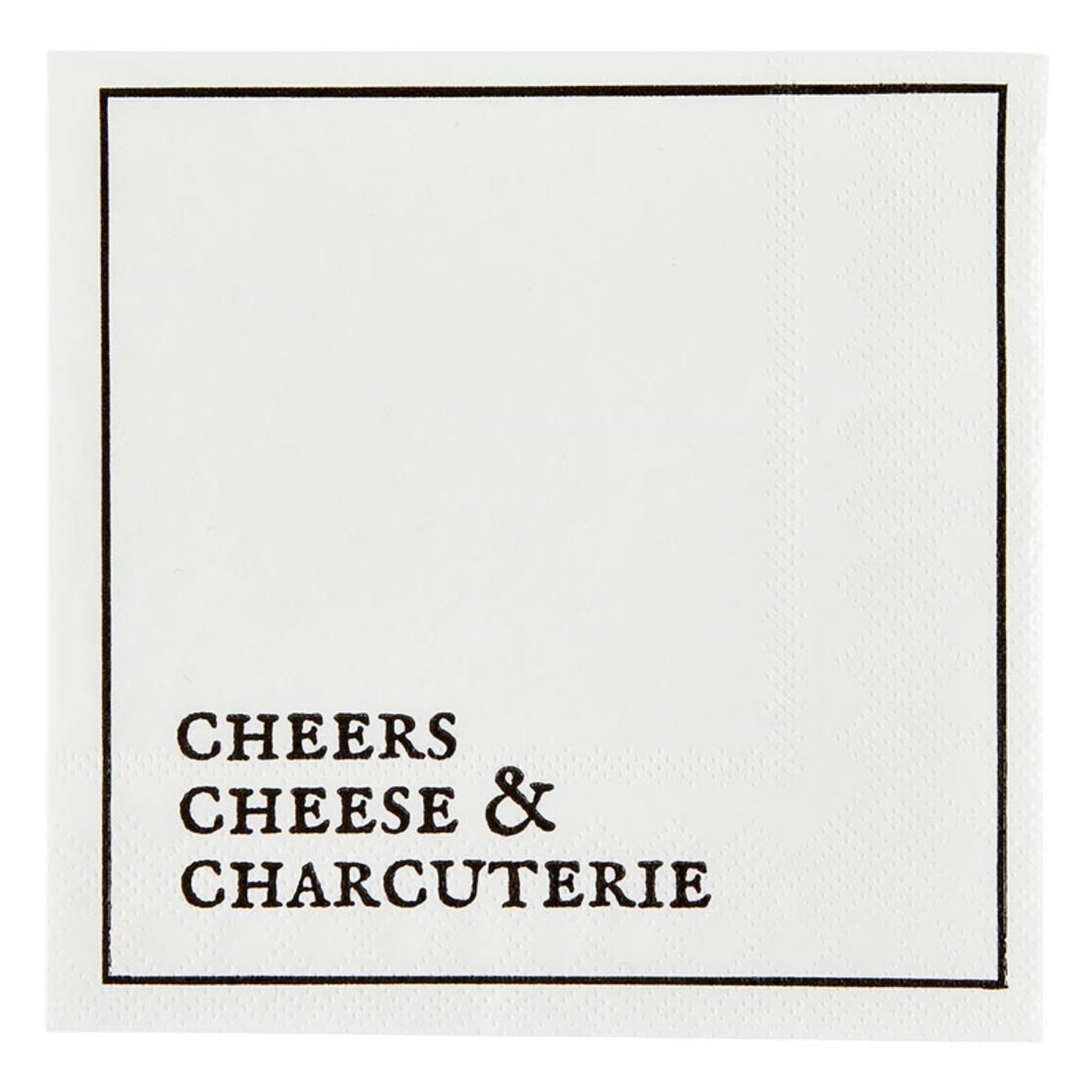 Santa Barbara Design Studio Paper Beverage Napkins White & Black 20-Count Cocktail Napkin Pack, 5" x 5", Cheers