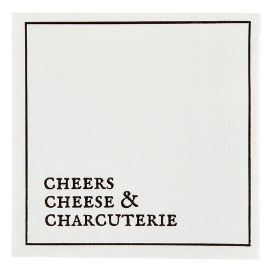 Santa Barbara Design Studio Paper Beverage Napkins White & Black 20-Count Cocktail Napkin Pack, 5" x 5", Cheers