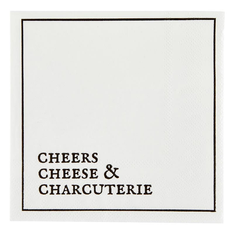 Santa Barbara Design Studio Paper Beverage Napkins White & Black 20-Count Cocktail Napkin Pack, 5" x 5", Cheers