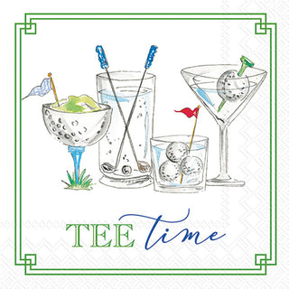 IHR Ideal Home Range Cocktail Napkins Rosanne Beck Disposable 3-Ply Paper Party Napkin Pack, 5" x 5", Golf Drinks, 20-Count