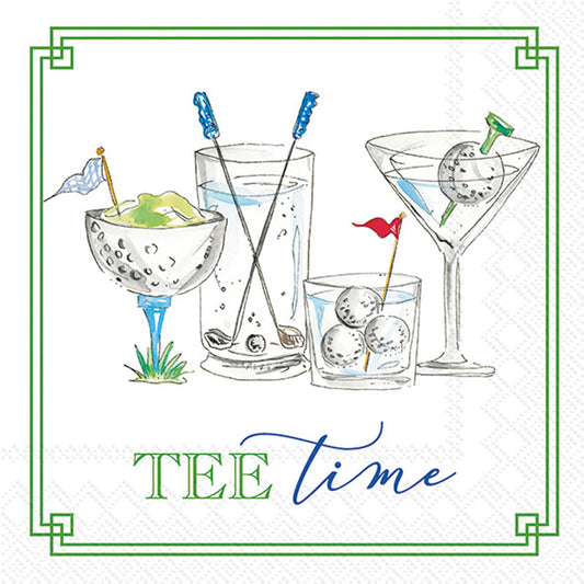IHR Ideal Home Range Cocktail Napkins Rosanne Beck Disposable 3-Ply Paper Party Napkin Pack, 5" x 5", Golf Drinks, 20-Count