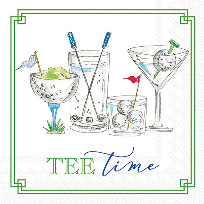 IHR Ideal Home Range Cocktail Napkins Rosanne Beck Disposable 3-Ply Paper Party Napkin Pack, 5" x 5", Golf Drinks, 20-Count