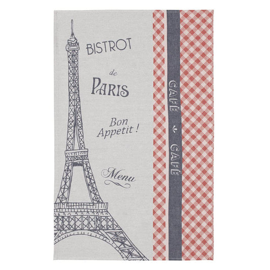 Coucke French Cotton Jacquard Towel, Trocadero, 20-Inches by 30-Inches, Red, 100% Cotton