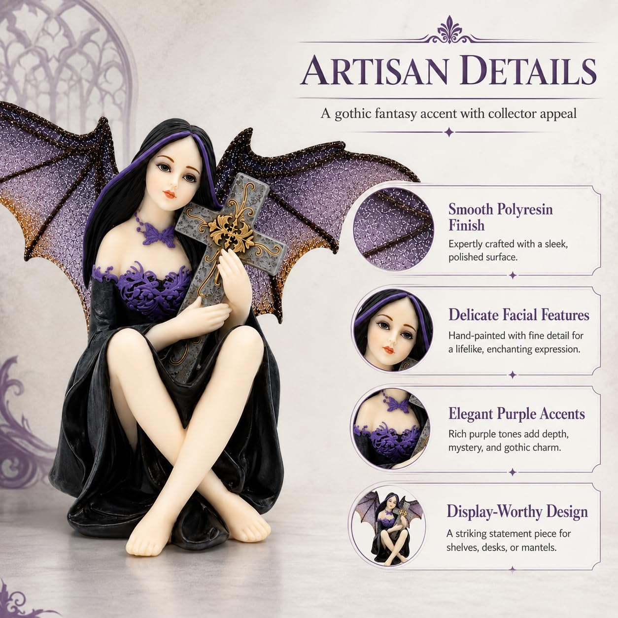 Comfy Hour 4.1 Inch Witch Figurine, Dark Fairy Decor, 1 Unit