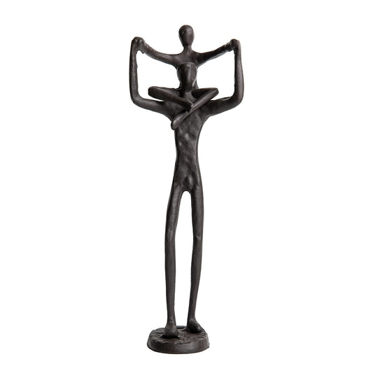 Danya B. Proud Parent Holding Child Contemporary Iron Sculpture Small Decorative Statue
