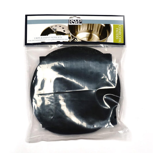 RSVP International Kitchen Collection Compost Replacement, 2-Piece, 1-1/2-Gallon, Charcoal, FILTER FOR PAIL-XL (2 SETS)