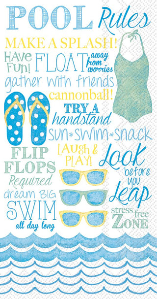 Boston International Celebrate the Home Summer 3-Ply Paper Guest/Buffet Napkins, Pool Rules, 20-Count