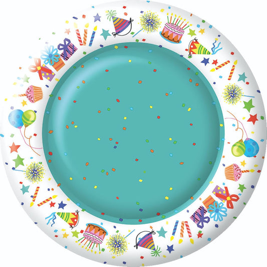 Boston International Ideal Home Range 8 Count Paper Dinner Plates, 10", Happy Day