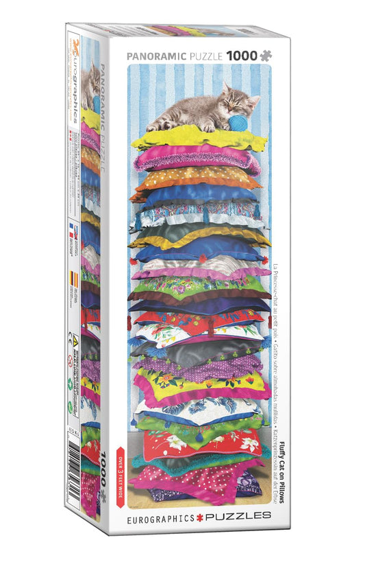 EuroGraphics Fluffy Kitty on Pillows Panoramic Puzzle 1000 Pieces for Adults (EG60105631)