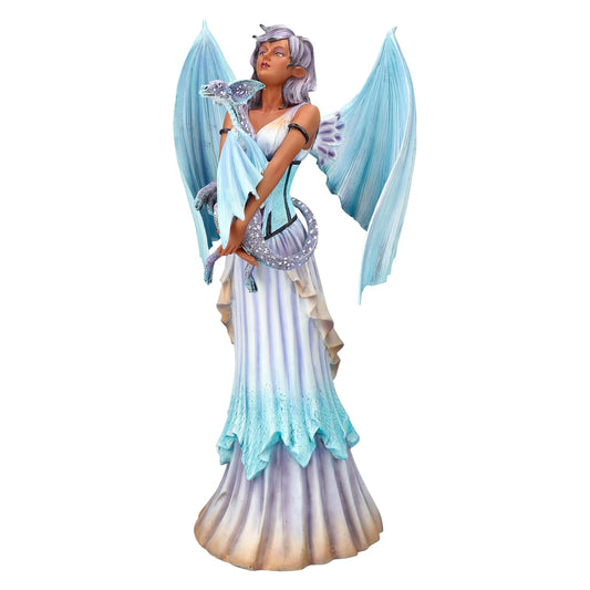 Pacific Giftware Figurine, 16 inches, Blue Fantasy Dragon Keeper Fairy