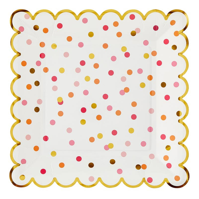 Santa Barbara Design Studio Disposable Plate Pack Scallop Edged Paper Plates, 9" x 9", Confetti, 8-Count