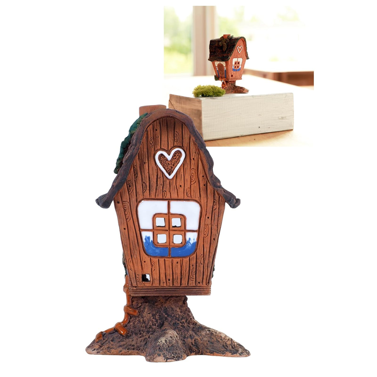 Midene Incense Holder, 4.3" Tall, Brown, Orange, Red, Blue, White, Green