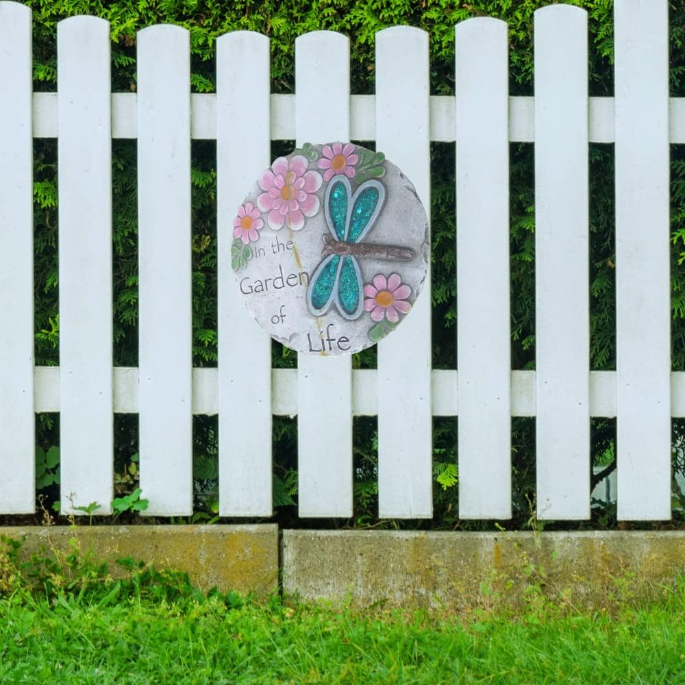 Comfy Hour Dragonfly Flower Garden Stepping Stone, 10 Inches