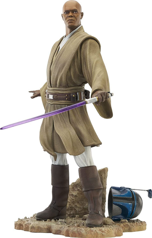 Diamond Select Toys Star Wars Premier Collection: Attack of The Clones: Mace Windu Statue, Multicolor,11 inches
