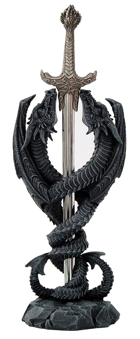 Pacific Trading Giftware Mystical Double Stone Dragon Letter Opener Desktop Decor 10 Inch Tall