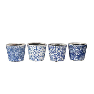A & B Home Planter, Medium, Blue/White