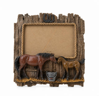 Comfy Hour 7.75 Inch Horse Picture Frame, Rustic Western Decor