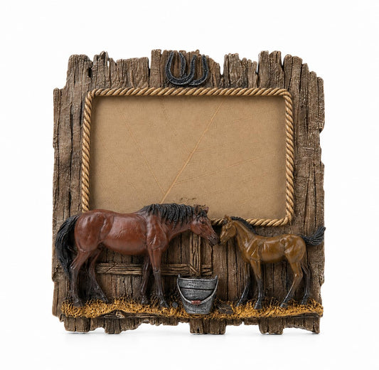 Comfy Hour 7.75 Inch Horse Picture Frame, Rustic Western Decor