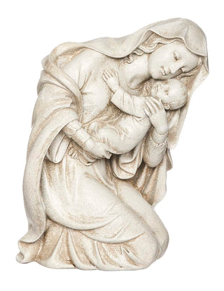 Roman Joseph's Studio Kneeling Madonna Holding Child Garden Statue 13.50-Inch Made of Resin Stone