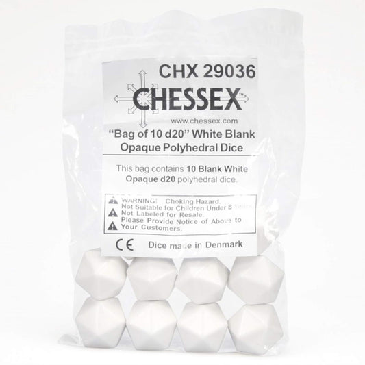Chessex d20BagOP Blank WH (10)