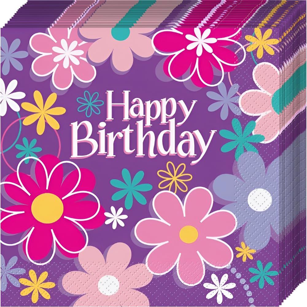 Unique Industries Blossom Birthday Party Napkins, 16ct